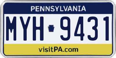 PA license plate MYH9431
