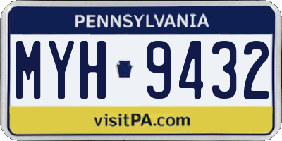 PA license plate MYH9432