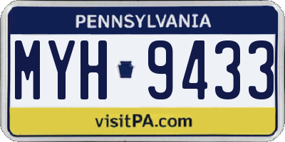 PA license plate MYH9433