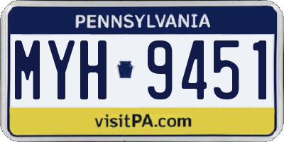 PA license plate MYH9451
