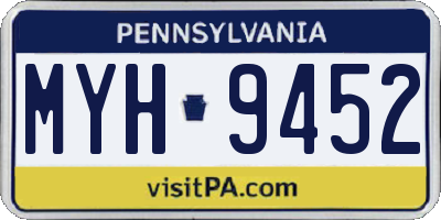 PA license plate MYH9452