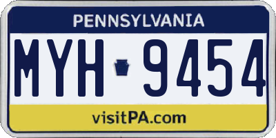 PA license plate MYH9454