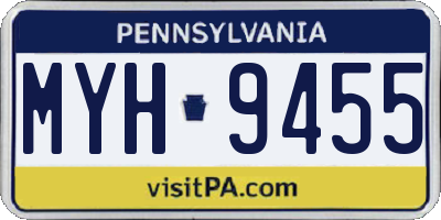 PA license plate MYH9455