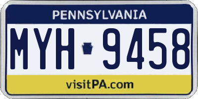 PA license plate MYH9458