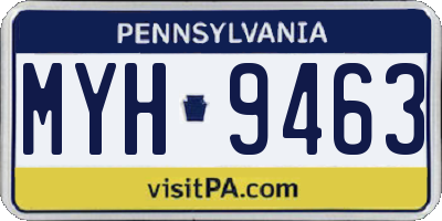 PA license plate MYH9463