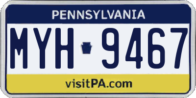 PA license plate MYH9467
