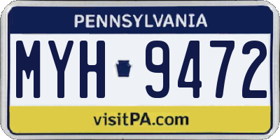 PA license plate MYH9472