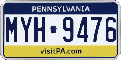 PA license plate MYH9476