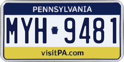 PA license plate MYH9481