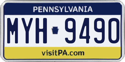 PA license plate MYH9490