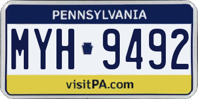 PA license plate MYH9492
