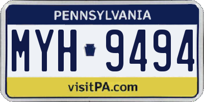 PA license plate MYH9494