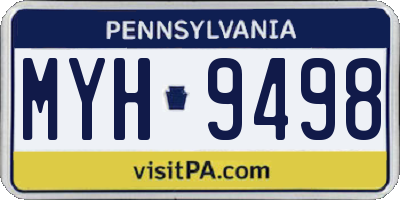 PA license plate MYH9498