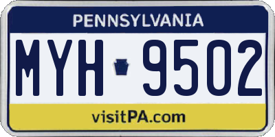 PA license plate MYH9502