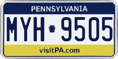 PA license plate MYH9505