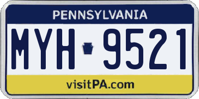 PA license plate MYH9521
