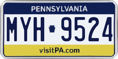 PA license plate MYH9524