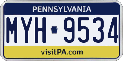 PA license plate MYH9534