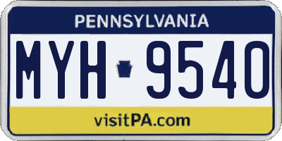 PA license plate MYH9540