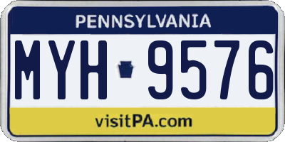 PA license plate MYH9576