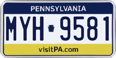 PA license plate MYH9581