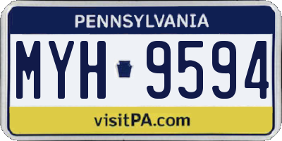 PA license plate MYH9594