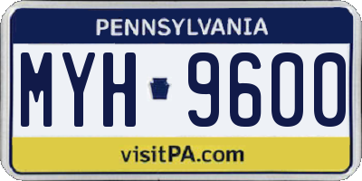 PA license plate MYH9600