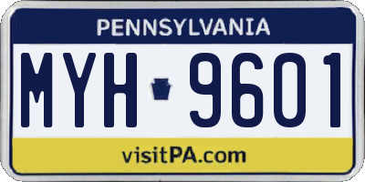 PA license plate MYH9601