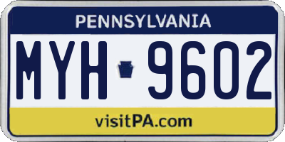 PA license plate MYH9602