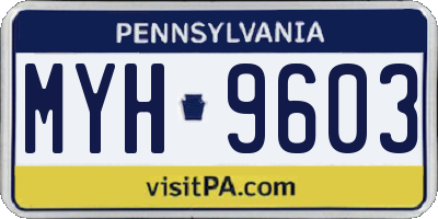 PA license plate MYH9603