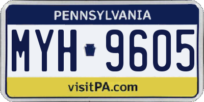 PA license plate MYH9605