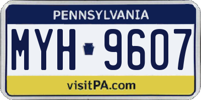 PA license plate MYH9607