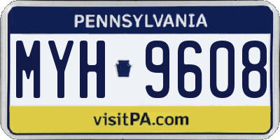 PA license plate MYH9608
