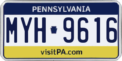 PA license plate MYH9616