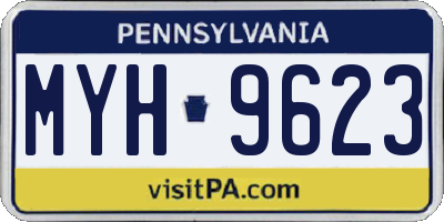 PA license plate MYH9623