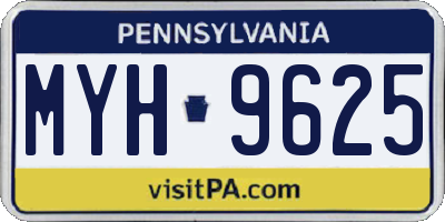 PA license plate MYH9625