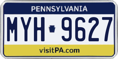 PA license plate MYH9627