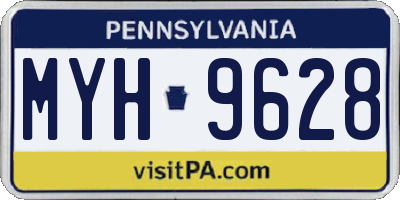 PA license plate MYH9628