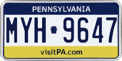 PA license plate MYH9647