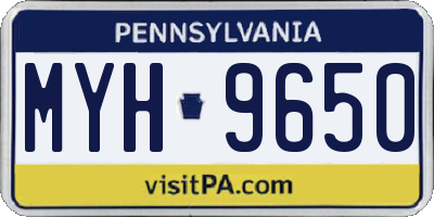 PA license plate MYH9650