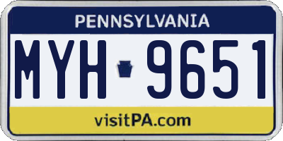 PA license plate MYH9651