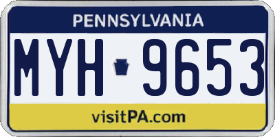 PA license plate MYH9653