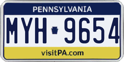 PA license plate MYH9654