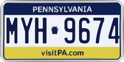 PA license plate MYH9674