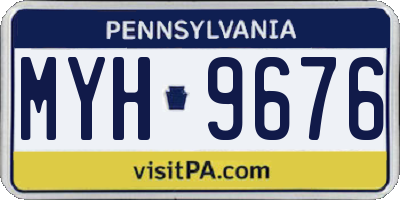 PA license plate MYH9676