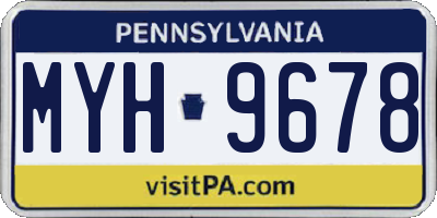 PA license plate MYH9678