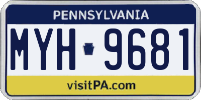 PA license plate MYH9681