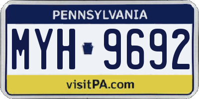 PA license plate MYH9692