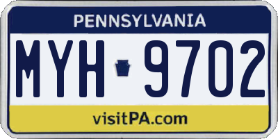 PA license plate MYH9702