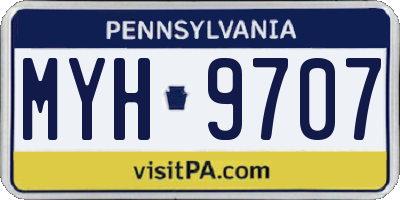 PA license plate MYH9707